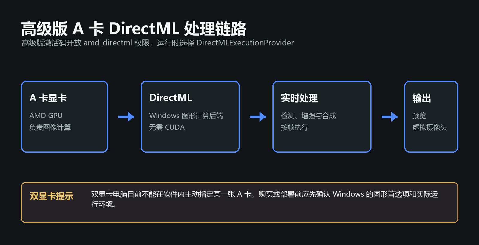高级版 A 卡 DirectML 处理链路