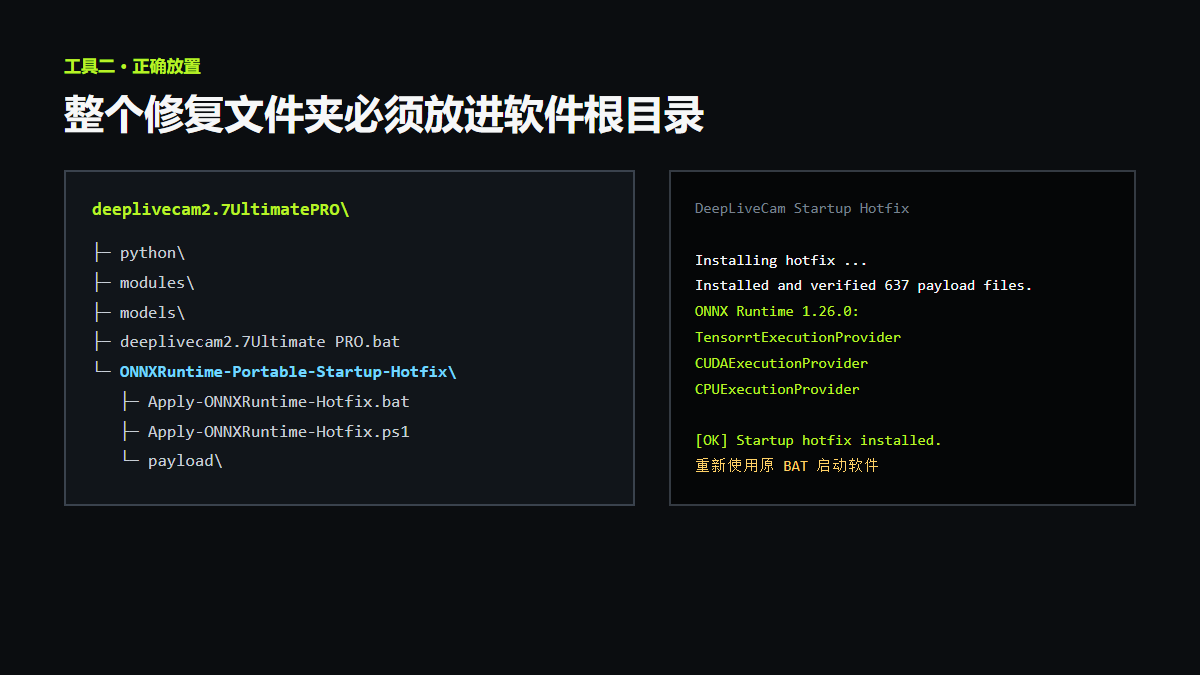 ONNX Runtime 热修复文件夹的正确放置方法